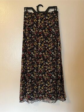 Urban Outfitters Black Maxi Skirt with Floral Print
